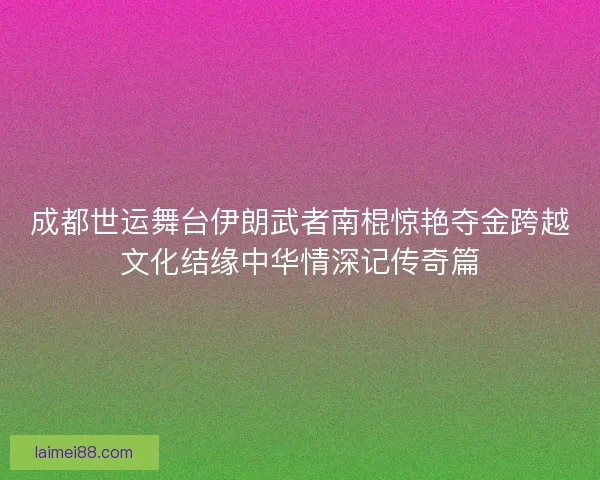 成都世运舞台伊朗武者南棍惊艳夺金跨越文化结缘中华情深记传奇篇